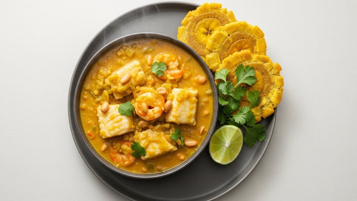 Cazuela de pescado con patacones