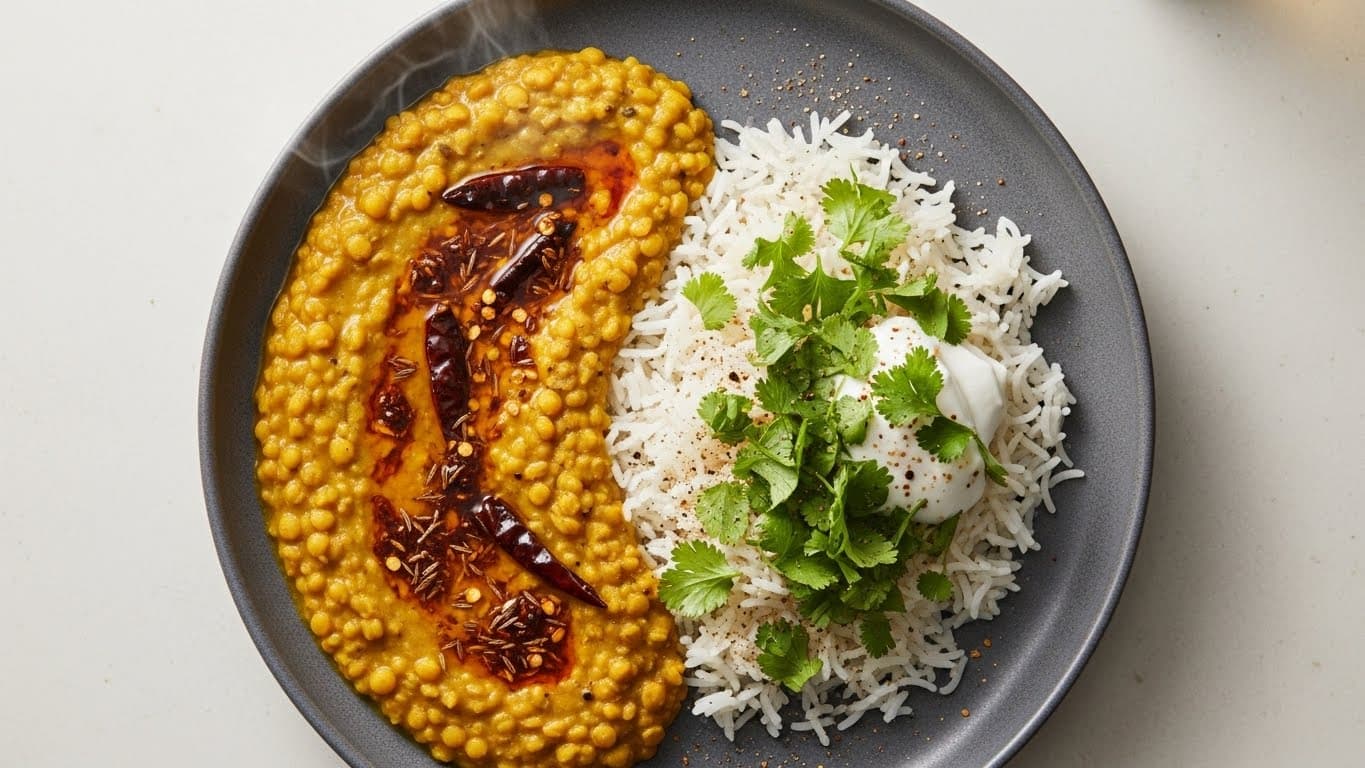 Dhal de lentejas con arroz aromático