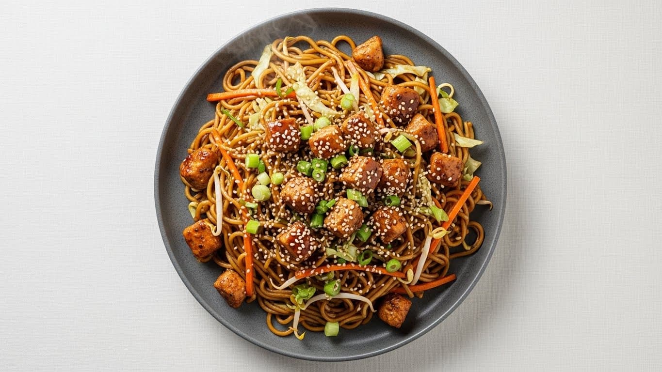Fideos con pollo estilo asiático