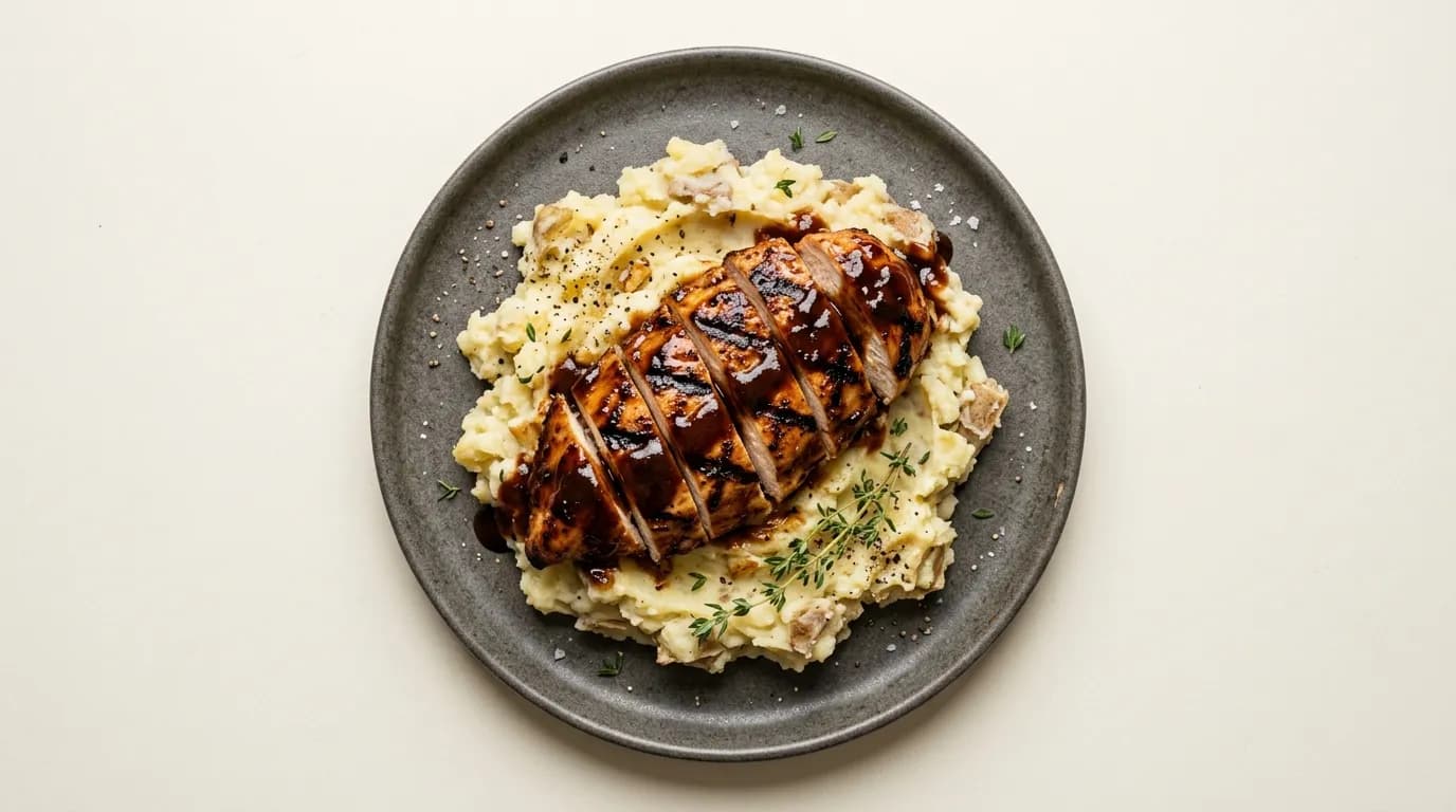 Pechuga de Pollo BBQ Ahumada con Puré Rústico